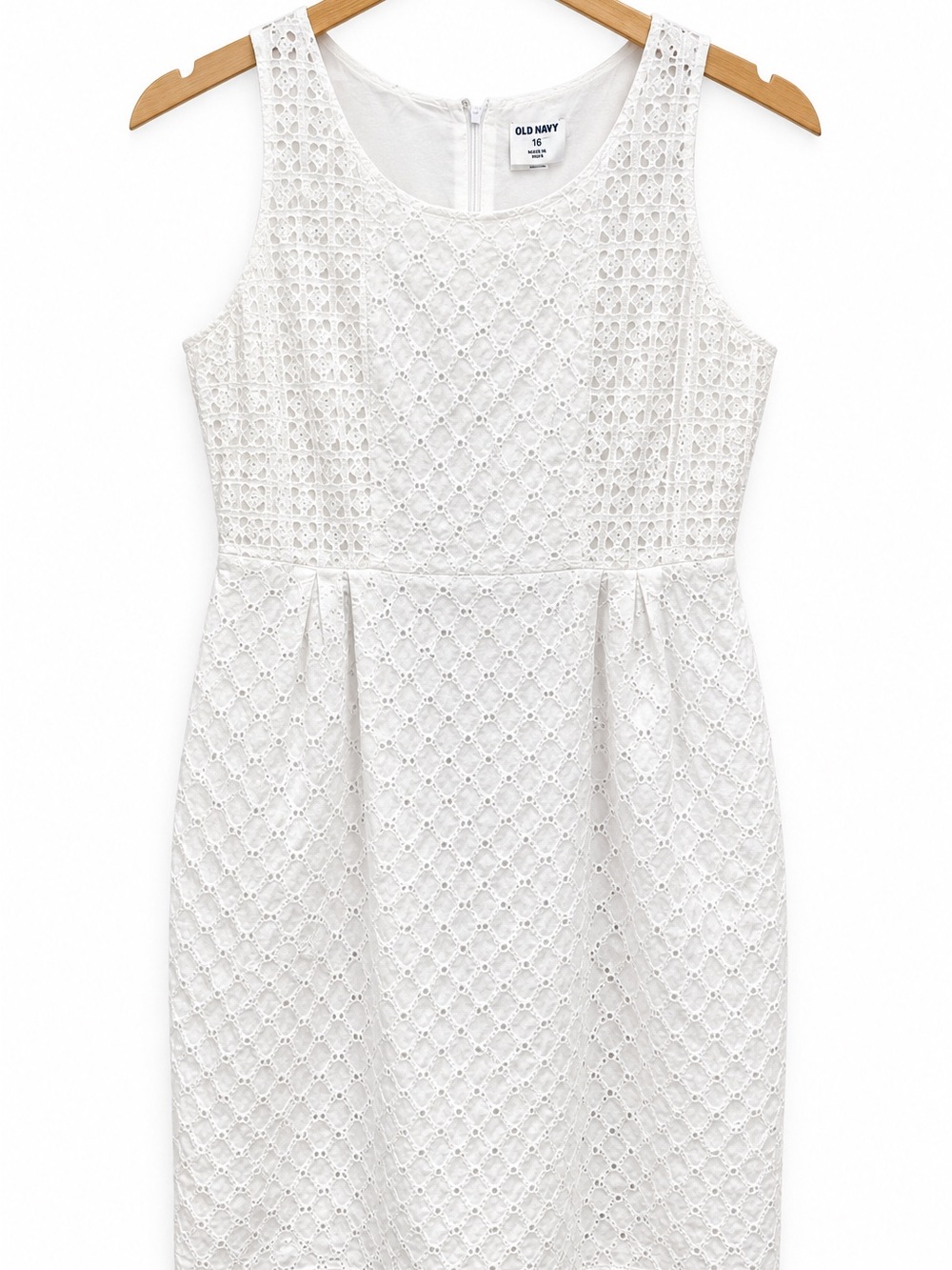Old Navy Size 16 White Cotton Eyelet Sheath Dress Spring 2014